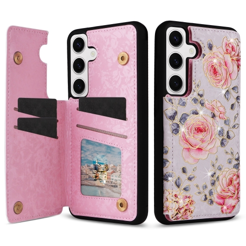 

For Samsung Galaxy S24 5G Printed Double Buckle RFID Anti-theft Phone Case(Pastoral Rose)