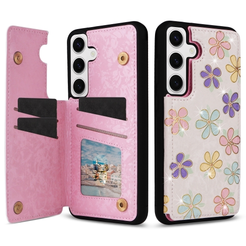 

For Samsung Galaxy S24 5G Printed Double Buckle RFID Anti-theft Phone Case(Blossoming Flowers)