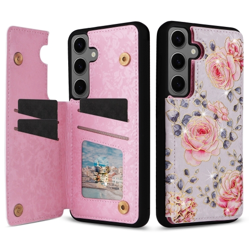 

For Samsung Galaxy S24+ 5G Printed Double Buckle RFID Anti-theft Phone Case(Pastoral Rose)