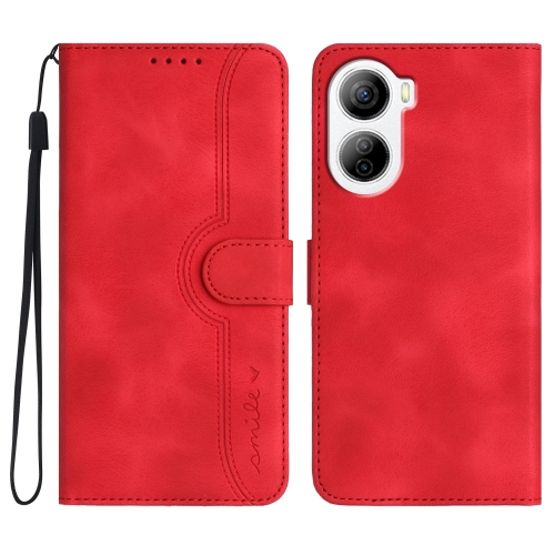 

For ZTE Libero 5G IV Heart Pattern Skin Feel Leather Phone Case(Red)
