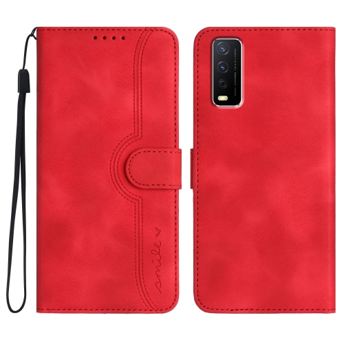 

For vivo Y20a/Y20g/Y12a Heart Pattern Skin Feel Leather Phone Case(Red)