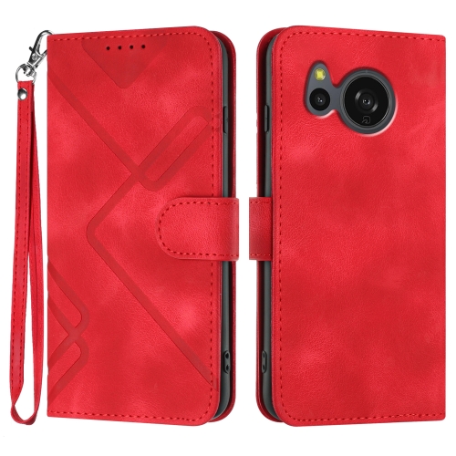 

For Sharp Aquos sense8/SHC11/SH-54D Line Pattern Skin Feel Leather Phone Case(Red)