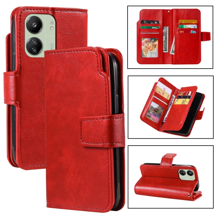 For Xiaomi Redmi 13C 4G Global Tri-Fold 9-Card Wallets Leather Phone Case(Red)
For Xiaomi Redmi 13C 4G Global Tri-Fold 9-Card Wallets Leather Phone Case(Red)
