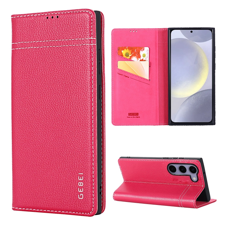 For Samsung Galaxy S24+ 5G GEBEI Top-grain Horizontal Flip Leather Phone Case(Rose Red)
For Samsung Galaxy S24+ 5G GEBEI Top-grain Horizontal Flip Leather Phone Case(Rose Red)