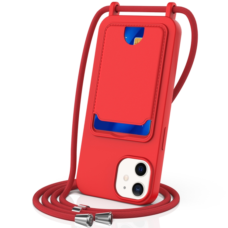 For iPhone 12 Integrated Card Bag Solid Color Liquid Silicone Phone Case with Lanyard(Red)
For iPhone 12 Integrated Card Bag Solid Color Liquid Silicone Phone Case with Lanyard(Red)