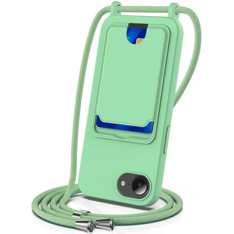 For iPhone 16e Integrated Card Bag Solid Color Liquid Silicone Phone Case with Lanyard(Green)
For iPhone 16e Integrated Card Bag Solid Color Liquid Silicone Phone Case with Lanyard(Green)