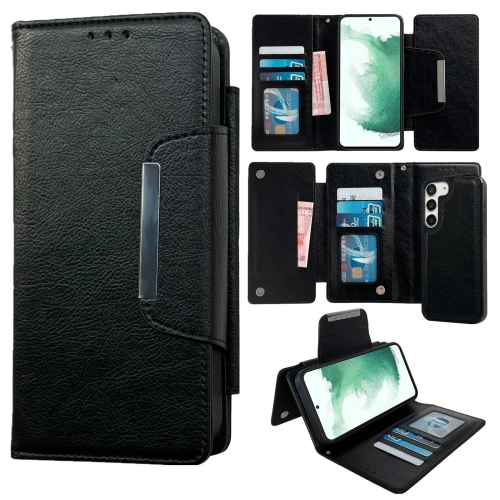 

For Samsung Galaxy S22+ 5G Multifunctional 7-Card Wallet Leather Phone Case(Black)
