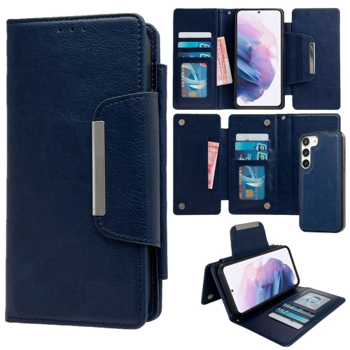 

For Samsung Galaxy S21+ 5G Multifunctional 7-Card Wallet Leather Phone Case(Royal Blue)