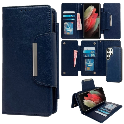 

For Samsung Galaxy S21 Ultra 5G Multifunctional 7-Card Wallet Leather Phone Case(Royal Blue)