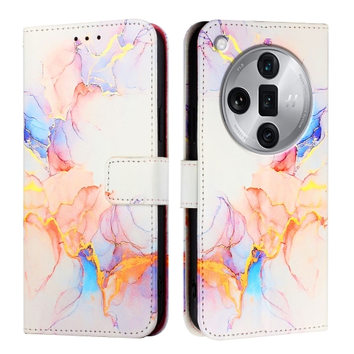 

For OPPO Find X7 Ultra PT003 Marble Pattern Flip Leather Phone Case(Galaxy Marble White)