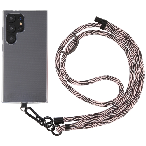 

8mm S Texture Phone Anti-lost Neck Chain Nylon Crossbody Lanyard, Adjustable Length: about 75-135cm(Black Pink)