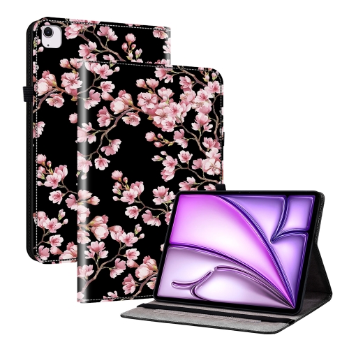 

For iPad Air 13 2024 Crystal Texture Painted Leather Smart Tablet Case(Plum Bossom)