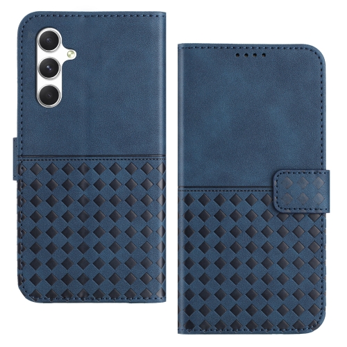 

For Samsung Galaxy S24 5G Woven Embossed RFID Blocking Leather Phone Case(Blue)