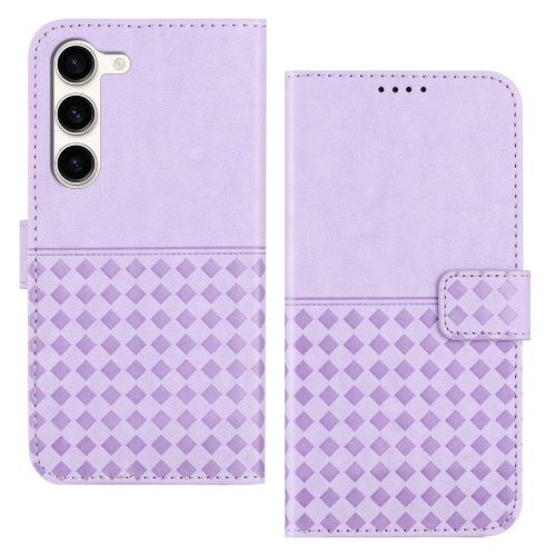 

For Samsung Galaxy S23 5G Woven Embossed RFID Blocking Leather Phone Case(Purple)