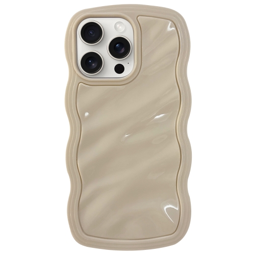 

For iPhone 13 Pro Max Solid Color Waves PC Hybrid TPU Phone Case(Beige)