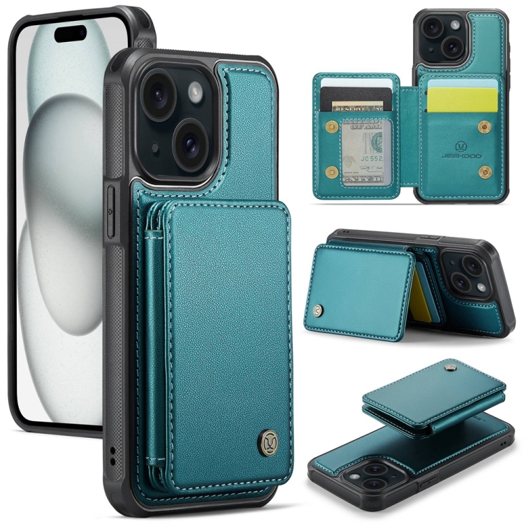 For iPhone 15 Plus JEEHOOD J05 Business Magnetic Style RFID Leather Phone Case(Blue Green)
For iPhone 15 Plus JEEHOOD J05 Business Magnetic Style RFID Leather Phone Case(Blue Green)