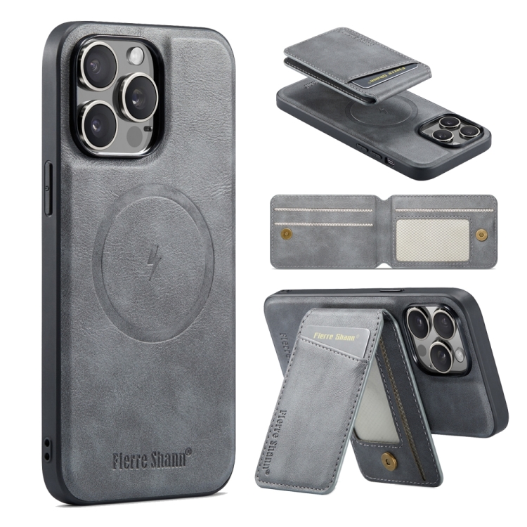For iPhone 15 Pro Max Fierre Shann Cowhide Vertical Flip Magnetic Card Holder Phone Case(Grey)
For iPhone 15 Pro Max Fierre Shann Cowhide Vertical Flip Magnetic Card Holder Phone Case(Grey)