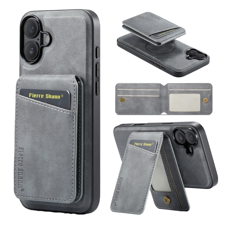 For iPhone 16 Plus Fierre Shann Cowhide Vertical Flip Magnetic Card Holder Phone Case(Grey)
For iPhone 16 Plus Fierre Shann Cowhide Vertical Flip Magnetic Card Holder Phone Case(Grey)