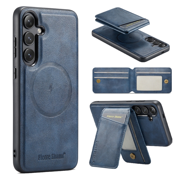 For Samsung Galaxy S24+ 5G Fierre Shann Cowhide Vertical Flip Magnetic Card Holder Phone Case(Blue)
For Samsung Galaxy S24+ 5G Fierre Shann Cowhide Vertical Flip Magnetic Card Holder Phone Case(Blue)