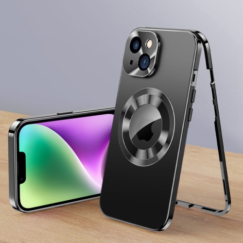 

For iPhone 14 Plus Magnetic HD Tempered Glass Phone Case(Black)