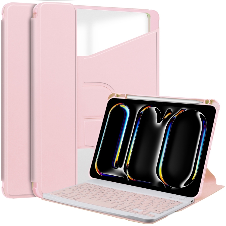 For iPad Pro 11 2024 Transparent Rotation Smart Leather Tablet Case with Keyboard(Pink)
For iPad Pro 11 2024 Transparent Rotation Smart Leather Tablet Case with Keyboard(Pink)