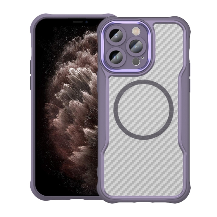 For iPhone 11 Pro Max Carbon Fiber Texture MagSafe Translucent Phone Case(Purple)
For iPhone 11 Pro Max Carbon Fiber Texture MagSafe Translucent Phone Case(Purple)