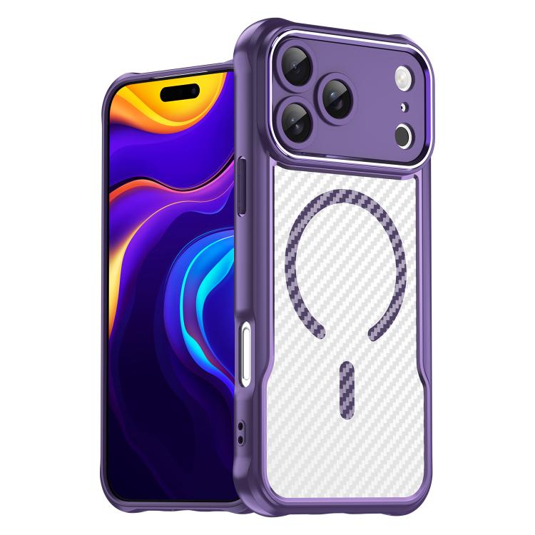 For iPhone 17 Pro Max Carbon Fiber Texture MagSafe Translucent Phone Case(Purple)
For iPhone 17 Pro Max Carbon Fiber Texture MagSafe Translucent Phone Case(Purple)