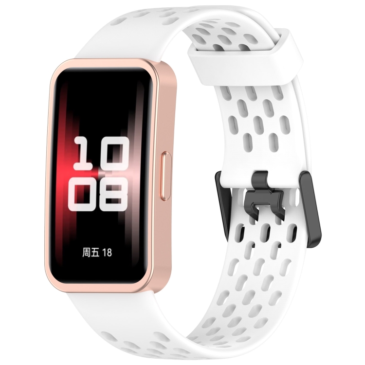 For Huawei Band 9 / 9 NFC / 8 / 8 NFC Hole Style Dual Black Buckle Silicone Watch Band(White)
For Huawei Band 9 / 9 NFC / 8 / 8 NFC Hole Style Dual Black Buckle Silicone Watch Band(White)