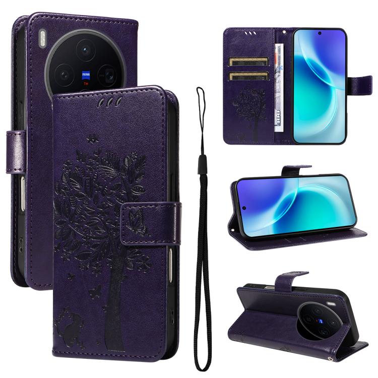 For vivo X300 Tree & Cat Embossed Pattern Flip Leather Phone Case(Purple)
For vivo X300 Tree & Cat Embossed Pattern Flip Leather Phone Case(Purple)