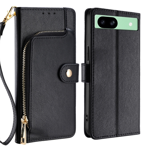 

For Google Pixel 8a Zipper Bag Leather Phone Case(Black)