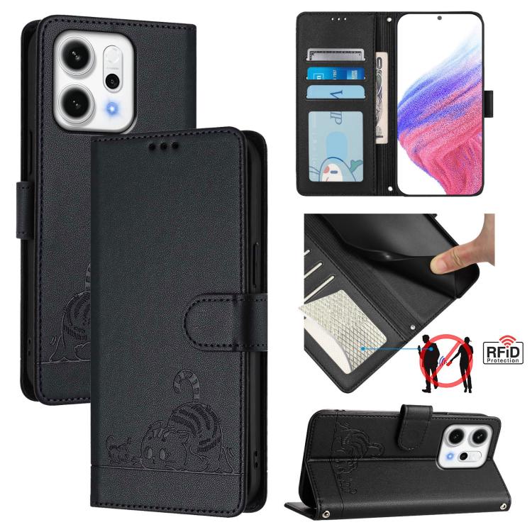 For OPPO Reno14 5G Global Cat Rat Embossed Pattern RFID Leather Phone Case with Lanyard(Black)
For OPPO Reno14 5G Global Cat Rat Embossed Pattern RFID Leather Phone Case with Lanyard(Black)