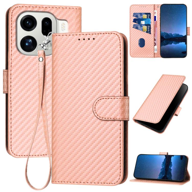 For OPPO Find X9 Pro YX0070 Carbon Fiber Buckle Leather Phone Case with Lanyard(Pink)
For OPPO Find X9 Pro YX0070 Carbon Fiber Buckle Leather Phone Case with Lanyard(Pink)
