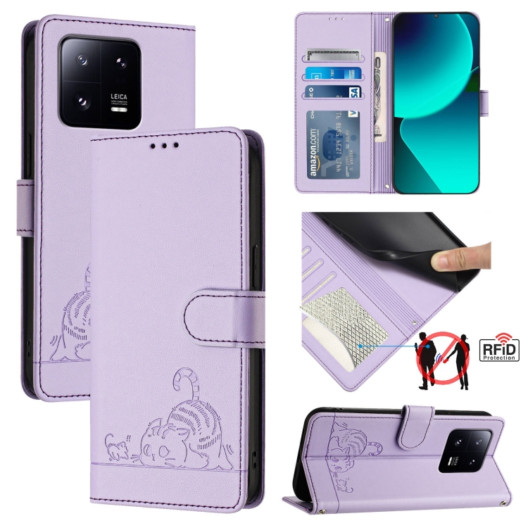For Xiaomi 13 Pro 5G Cat Rat Embossed Pattern RFID Leather Phone Case with Lanyard(Purple)
For Xiaomi 13 Pro 5G Cat Rat Embossed Pattern RFID Leather Phone Case with Lanyard(Purple)