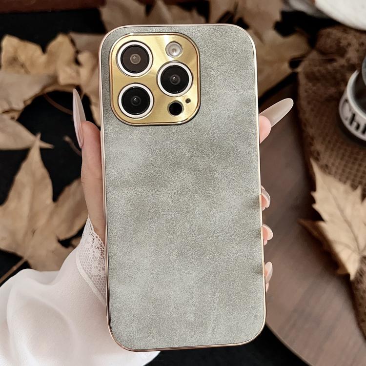 For iPhone 16 Pro Electroplating Lambskin Leather Phone Case(Grey)
For iPhone 16 Pro Electroplating Lambskin Leather Phone Case(Grey)