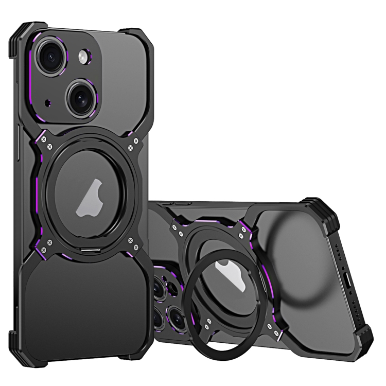 For iPhone 14 Mechanical Arm Borderless MagSafe Holder Metal Phone Case(Black Purple)
For iPhone 14 Mechanical Arm Borderless MagSafe Holder Metal Phone Case(Black Purple)