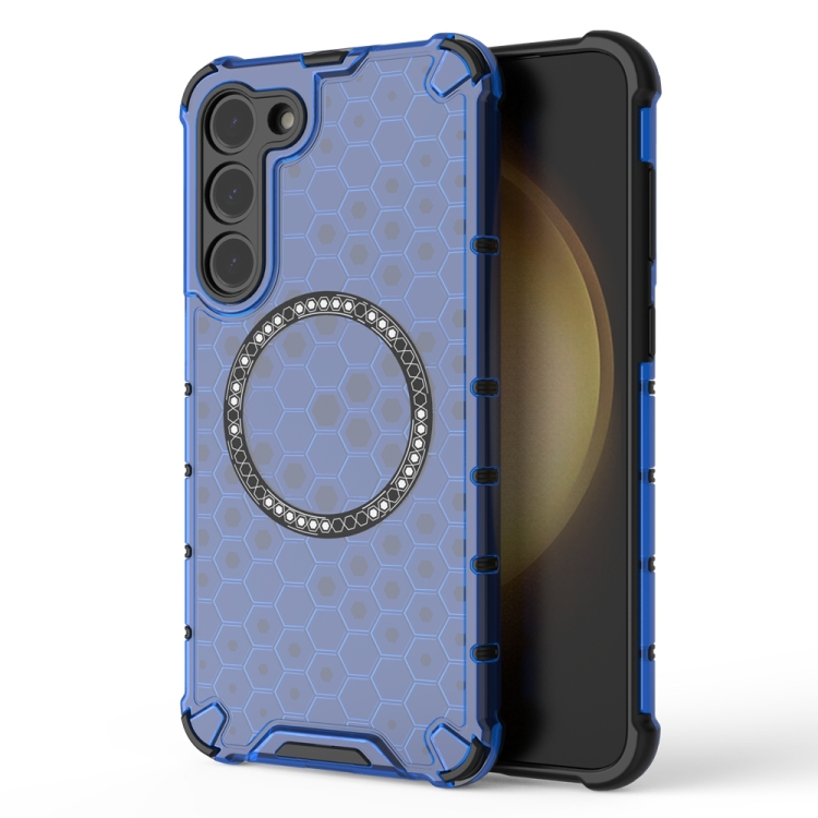 For Samsung Galaxy S23+ 5G Honeycomb Magnetic Ring Shockproof Phone Case(Blue)
For Samsung Galaxy S23+ 5G Honeycomb Magnetic Ring Shockproof Phone Case(Blue)