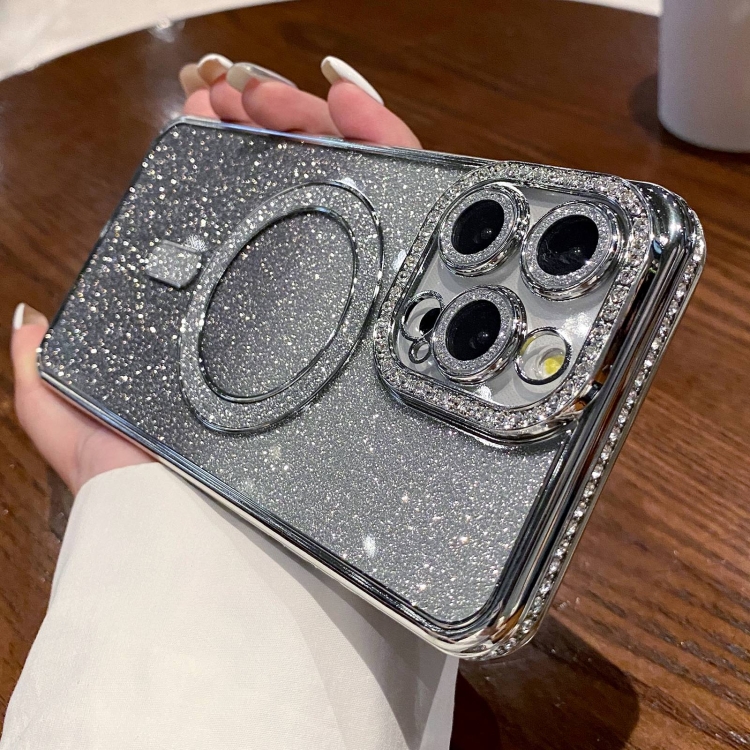 For iPhone 14 Pro Max Diamond Gradient Glitter Plated MagSafe Phone Case(Silver)
For iPhone 14 Pro Max Diamond Gradient Glitter Plated MagSafe Phone Case(Silver)