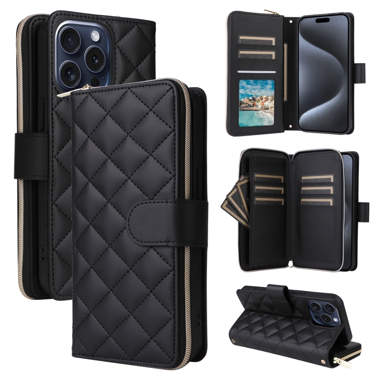 For iPhone 15 Pro Crossbody Rhombic Zipper Tower Buckle Leather Phone Case with Lanyard(Black)
For iPhone 15 Pro Crossbody Rhombic Zipper Tower Buckle Leather Phone Case with Lanyard(Black)