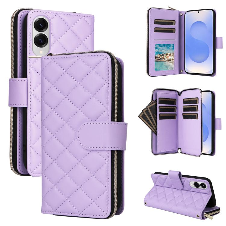 For Samsung Galaxy S25 Edge 5G Crossbody Rhombic Zipper Tower Buckle Leather Phone Case with Lanyard(Purple) 
For Samsung Galaxy S25 Edge 5G Crossbody Rhombic Zipper Tower Buckle Leather Phone Case with Lanyard(Purple)