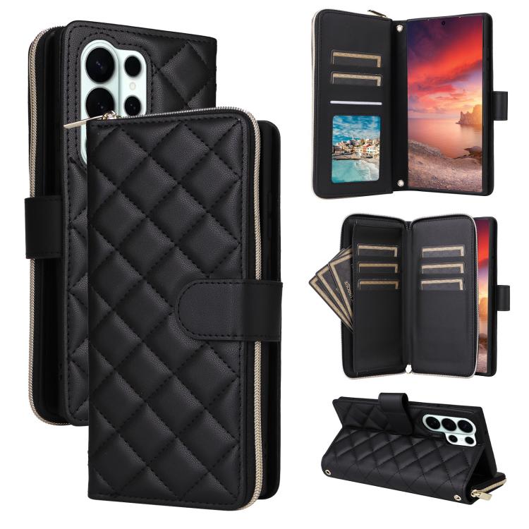 For Samsung Galaxy S26 Ultra 5G Crossbody Rhombic Zipper Tower Buckle Leather Phone Case with Lanyard(Black)
For Samsung Galaxy S26 Ultra 5G Crossbody Rhombic Zipper Tower Buckle Leather Phone Case with Lanyard(Black)