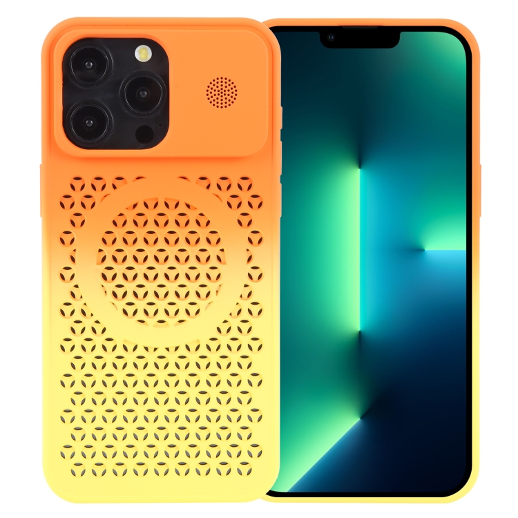 For iPhone 13 Pro Gradient Color Honeycomb Aromatherapy MagSafe Phone Case(Orange Yellow)
For iPhone 13 Pro Gradient Color Honeycomb Aromatherapy MagSafe Phone Case(Orange Yellow)