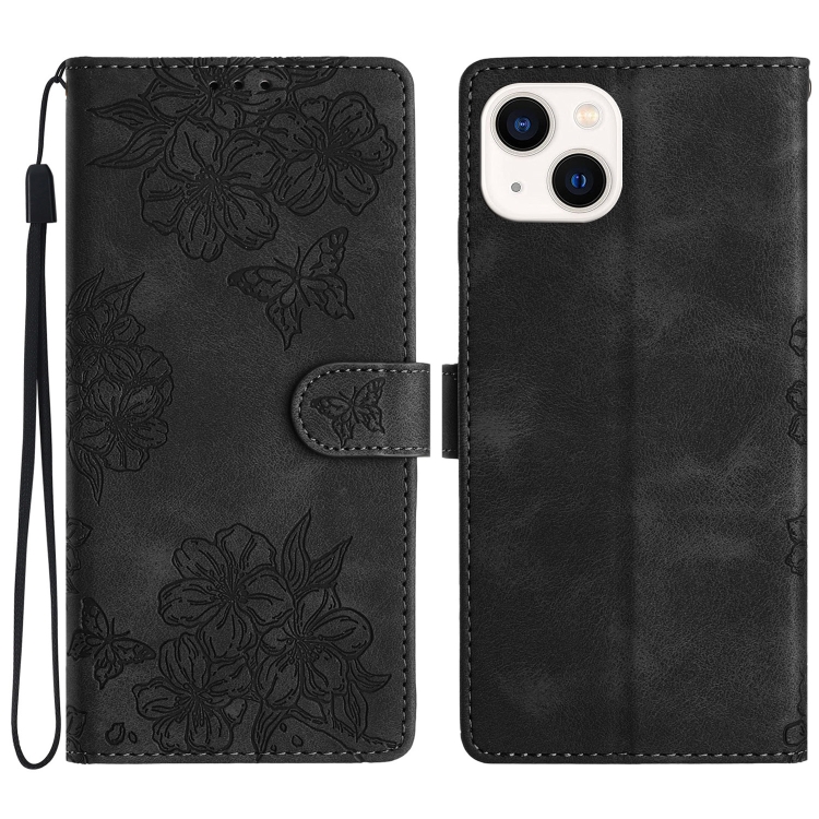 For iPhone 15 Cherry Blossom Butterfly Skin Feel Embossed PU Phone Case(Black)
For iPhone 15 Cherry Blossom Butterfly Skin Feel Embossed PU Phone Case(Black)