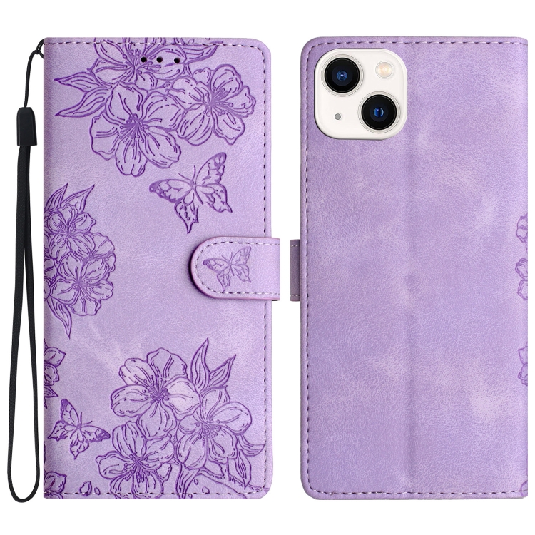 For iPhone 14 Plus Cherry Blossom Butterfly Skin Feel Embossed PU Phone Case(Purple)
For iPhone 14 Plus Cherry Blossom Butterfly Skin Feel Embossed PU Phone Case(Purple)