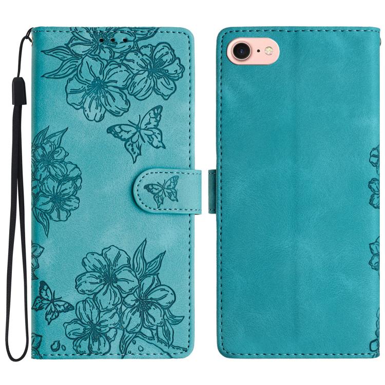 For iPhone 16e Cherry Blossom Butterfly Skin Feel Embossed PU Phone Case(Green)
For iPhone 16e Cherry Blossom Butterfly Skin Feel Embossed PU Phone Case(Green)