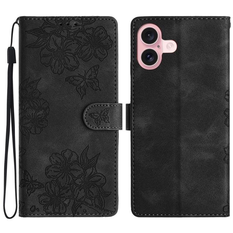 For iPhone 17 Cherry Blossom Butterfly Skin Feel Embossed PU Phone Case(Black)
For iPhone 17 Cherry Blossom Butterfly Skin Feel Embossed PU Phone Case(Black)