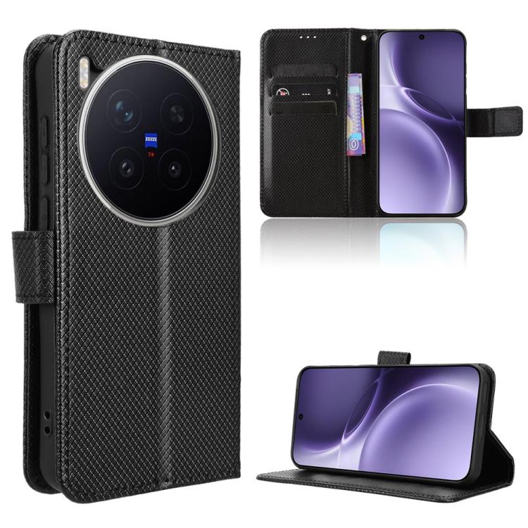 For vivo X300 Pro Diamond Texture Leather Phone Case(Black)
For vivo X300 Pro Diamond Texture Leather Phone Case(Black)