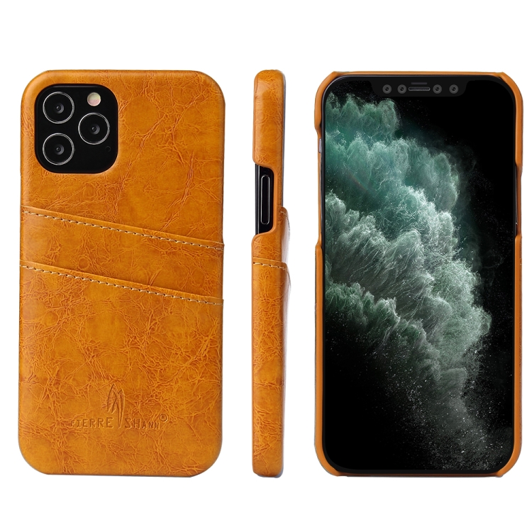 For iPhone 12 mini Fierre Shann Retro Oil Wax Texture PU Leather Case with Card Slots(Yellow)
For iPhone 12 mini Fierre Shann Retro Oil Wax Texture PU Leather Case with Card Slots(Yellow)