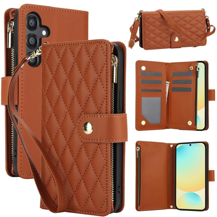 For Samsung Galaxy S24 FE 5G YM016 Rhombic Zipper Card Wallet Leather Phone Case with Lanyard(Brown)
For Samsung Galaxy S24 FE 5G YM016 Rhombic Zipper Card Wallet Leather Phone Case with Lanyard(Brown)