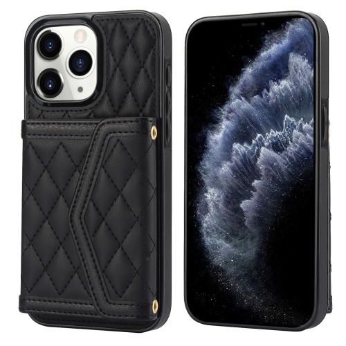 For iPhone 11 Pro Max Splicing Rhombic Texture Card Bag Phone Case with Long Lanyard(Black)
For iPhone 11 Pro Max Splicing Rhombic Texture Card Bag Phone Case with Long Lanyard(Black)