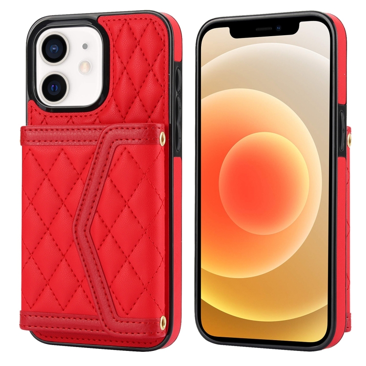 For iPhone 12 mini Splicing Rhombic Texture Card Bag Phone Case with Long Lanyard(Red)
For iPhone 12 mini Splicing Rhombic Texture Card Bag Phone Case with Long Lanyard(Red)